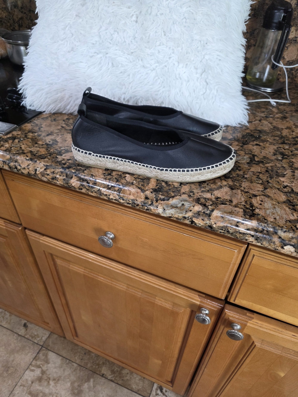 Anthropologie Black Espadrille Slip-On Flats
